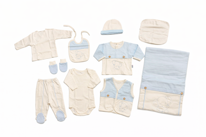 Луксозен комплект за изписване на бебе&nbsp; „Little Elephant Blue“ – 10 части
