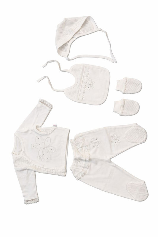Бебешки комплект за изписване „Pure Butterfly“ – 5 части, бяло