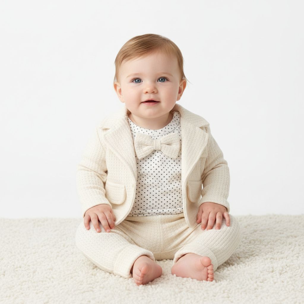 Бебешки комплект „Little Gentleman“ – 3 части, екрю