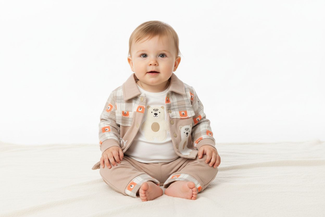 Бебешки комплект „Teddy Bear“ – 3 части, бежово и екрю