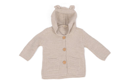 Бебешка плетена жилетка с качулка „Bear Ears“