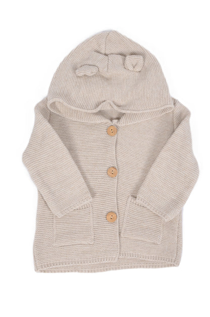Бебешка плетена жилетка с качулка „Bear Ears“
