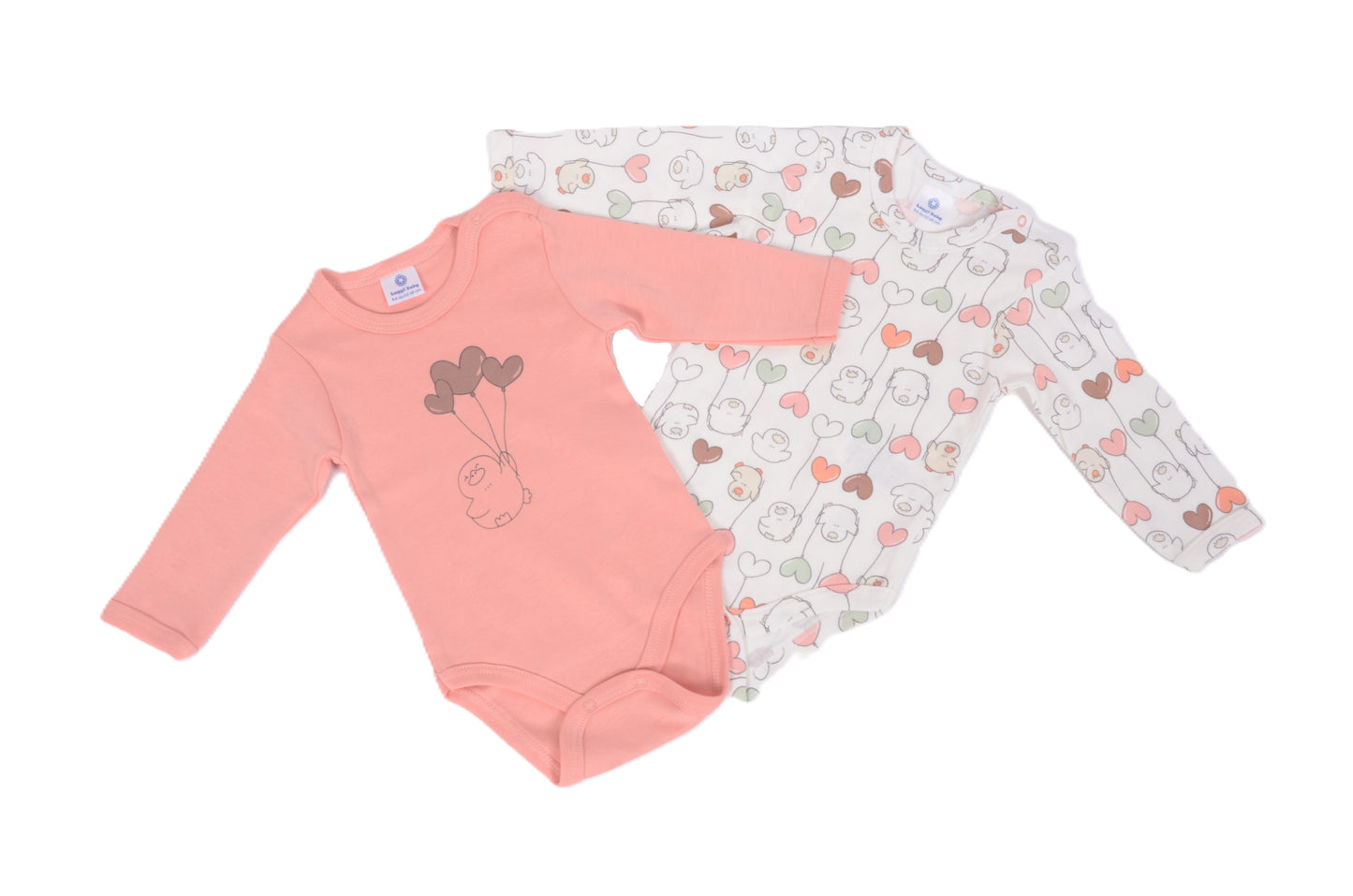 Комплект бебешки бодита с дълъг ръкав „Love Balloons“ – 2 броя