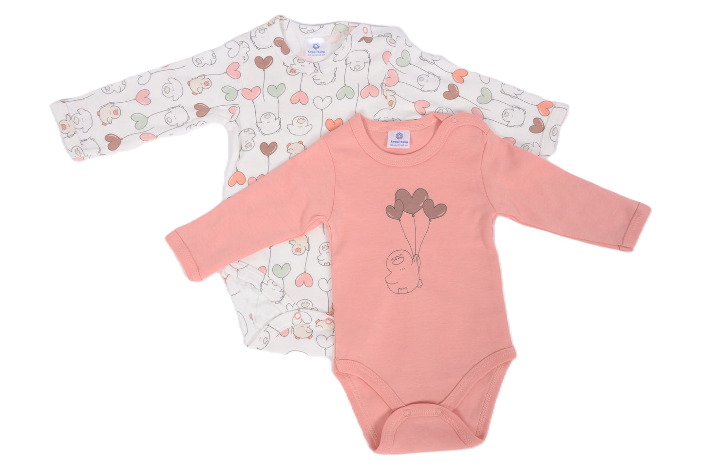 Комплект бебешки бодита с дълъг ръкав „Love Balloons“ – 2 броя