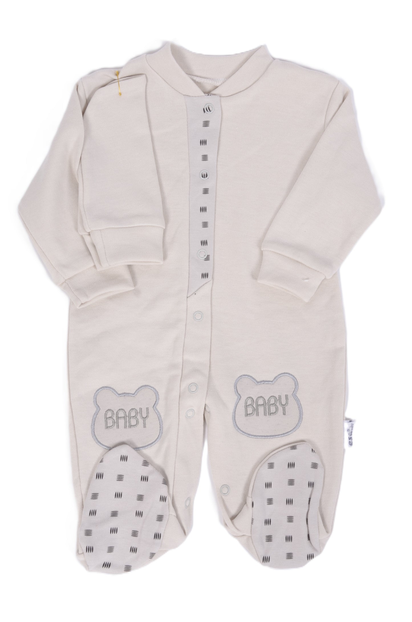 Бебешки гащеризон с шапчица „Baby Bear“ – екрю