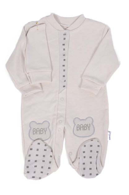 Бебешки гащеризон с шапчица „Baby Bear“ – екрю