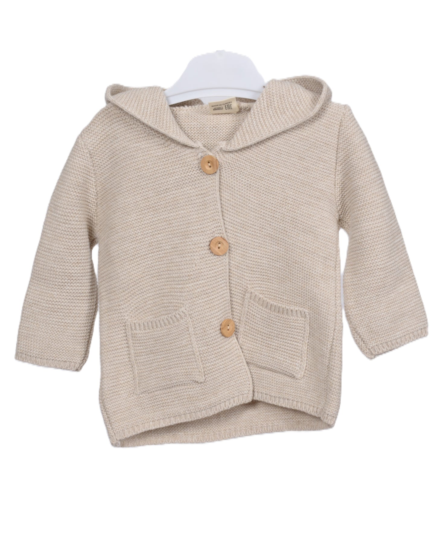 Бебешка плетена жилетка с качулка „Bear Ears“