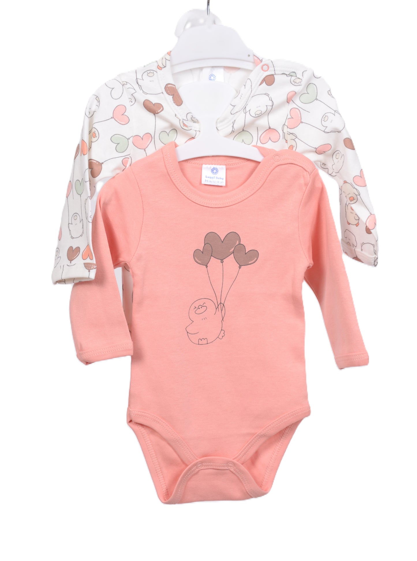 Комплект бебешки бодита с дълъг ръкав „Love Balloons“ – 2 броя
