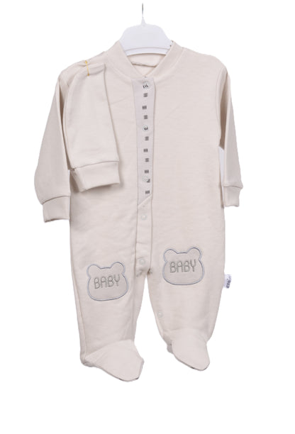 Бебешки гащеризон с шапчица „Baby Bear“ – екрю