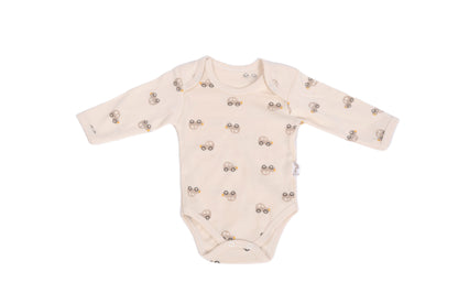 Бебешко боди с дълъг ръкав – „Beige Cars“