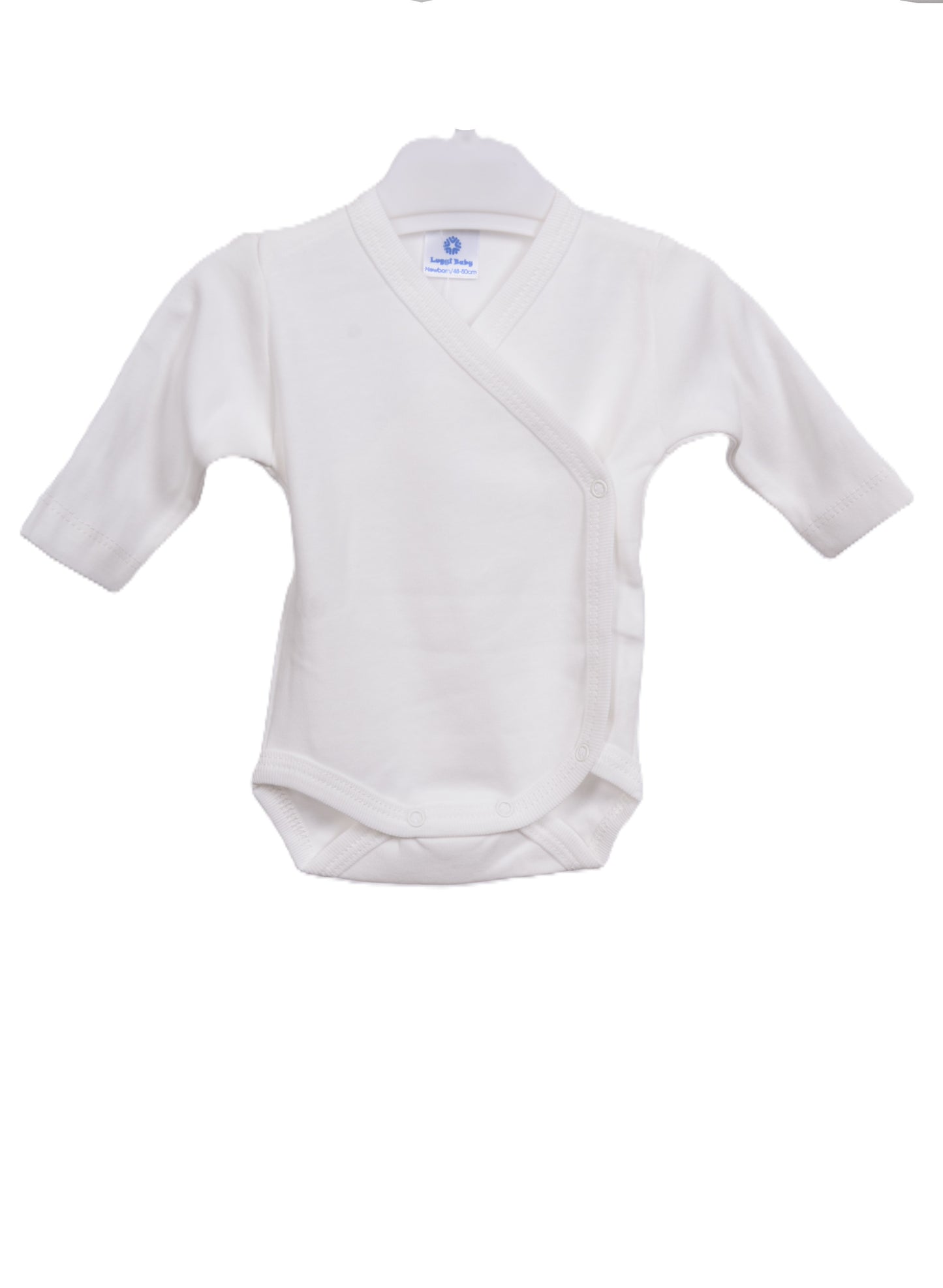 Бебешко боди тип кимоно с дълъг ръкав – бяло