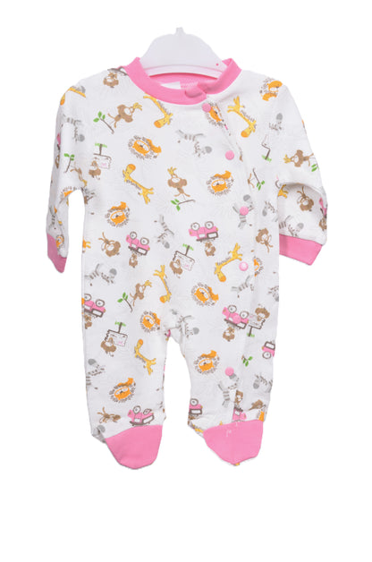Бебешки гащеризон с животни и розови кантове