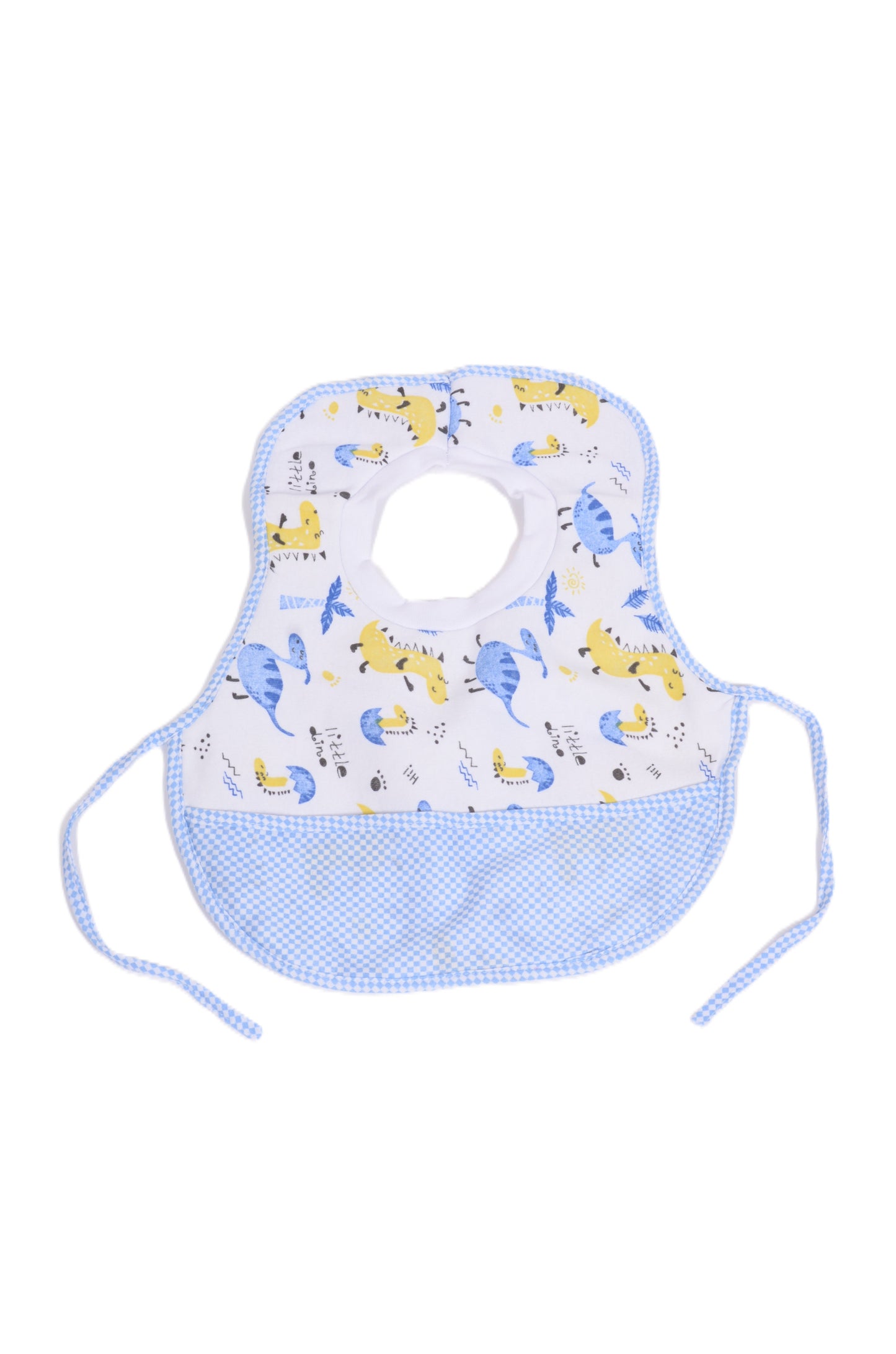 Бебешки лигавник с динозаври и сини детайли