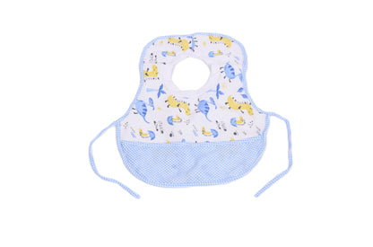 Бебешки лигавник с динозаври и сини детайли