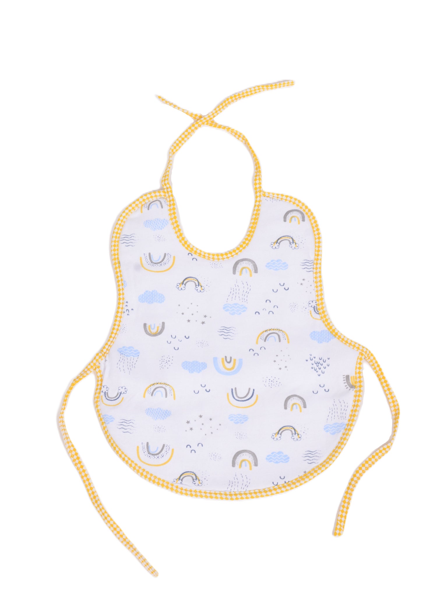 Бебешки лигавник с дъги и жълти кантове