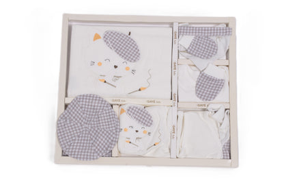 Комплект за изписване с котенце в бяло и сиво