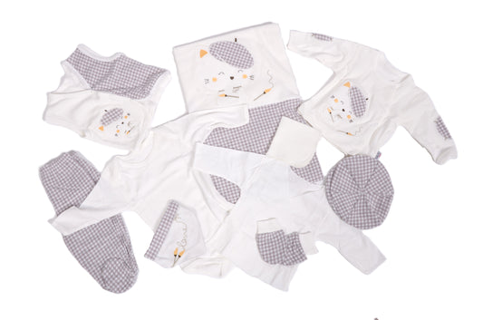 Комплект за изписване с котенце в бяло и сиво