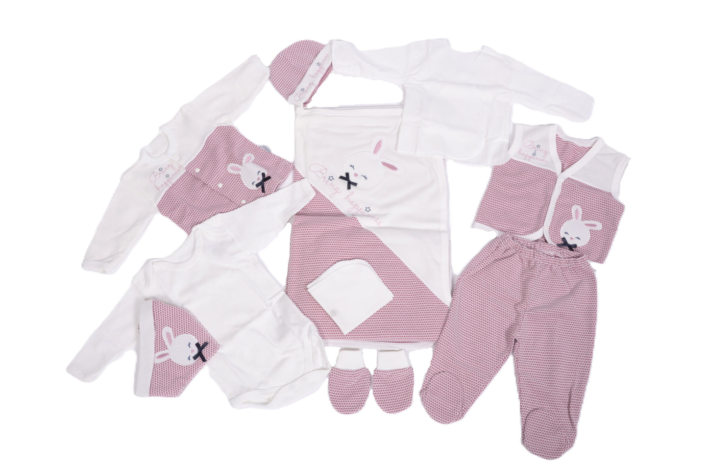 Комплект за изписване с bunny мотив в розово и бяло