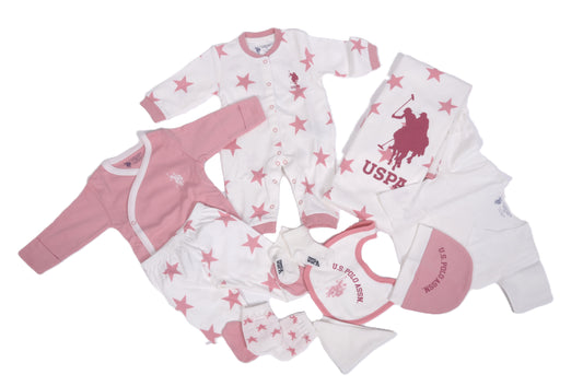 Комплект за изписване U.S. Polo Assn. в бяло и розово