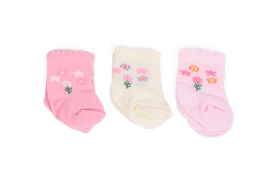 Бебешки чорапки с цветя – комплект 3 броя