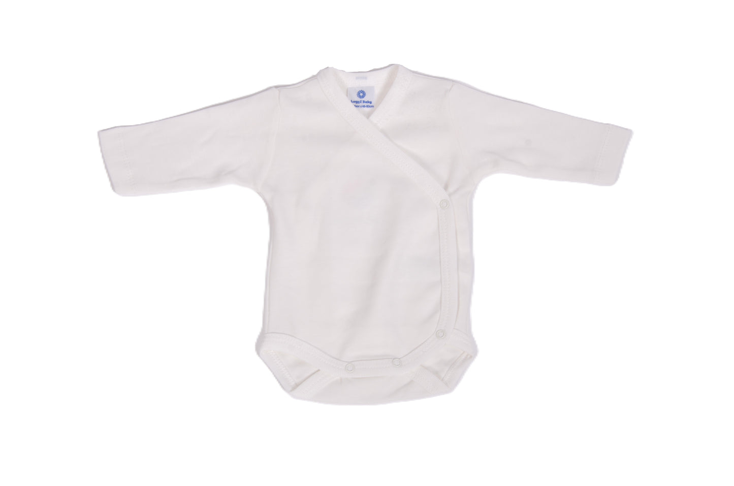 Бебешко боди тип кимоно с дълъг ръкав – бяло