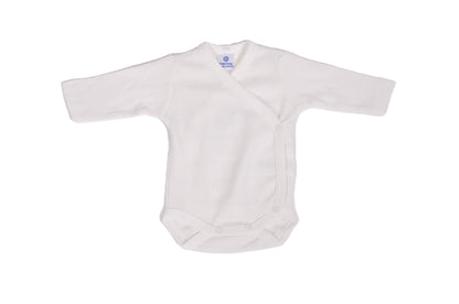 Бебешко боди тип кимоно с дълъг ръкав – бяло