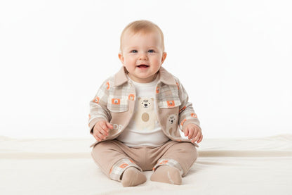 Бебешки комплект „Teddy Bear“ – 3 части, бежово и екрю