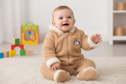 Бебешки зимен гащеризон „Teddy Bear“ с качулка