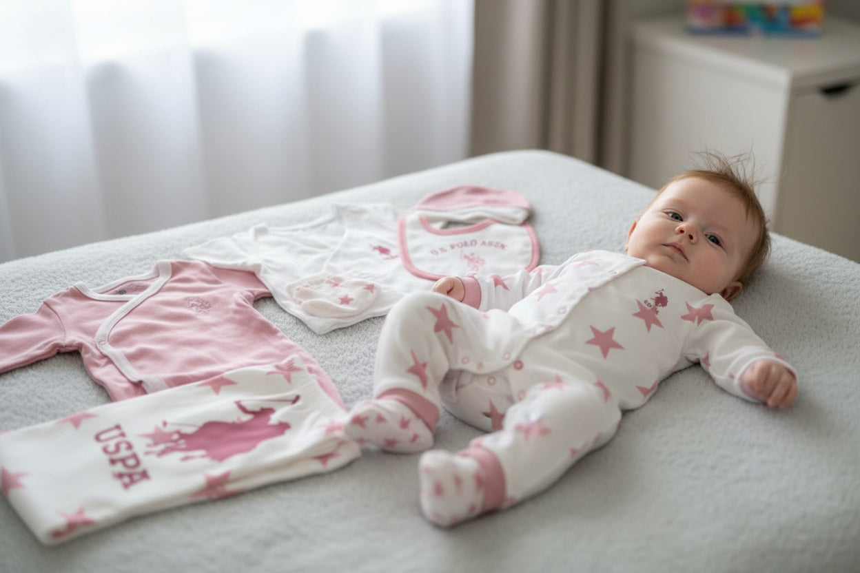 Комплект за изписване U.S. Polo Assn. в бяло и розово