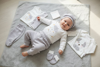 Комплект за изписване с котенце в бяло и сиво