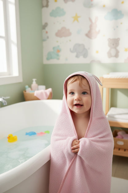 Бебешка хавлиена пелена с качулка „Зайче“