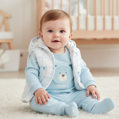 Бебешки комплект „My Bear“ – 3 части, светлосиньо