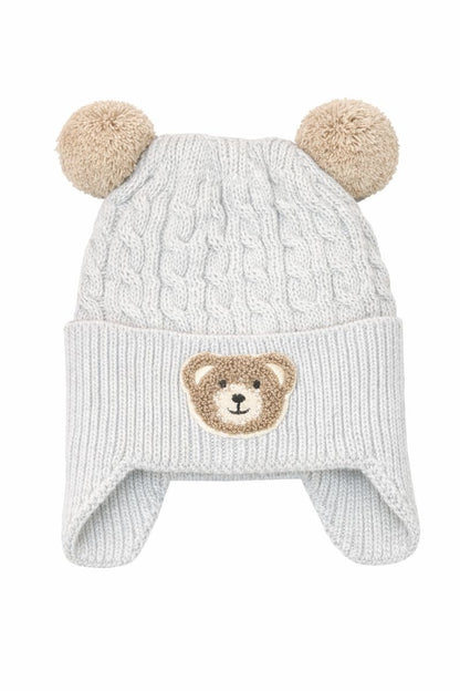 Бебешка плетена шапка “Blue Teddy” – сива