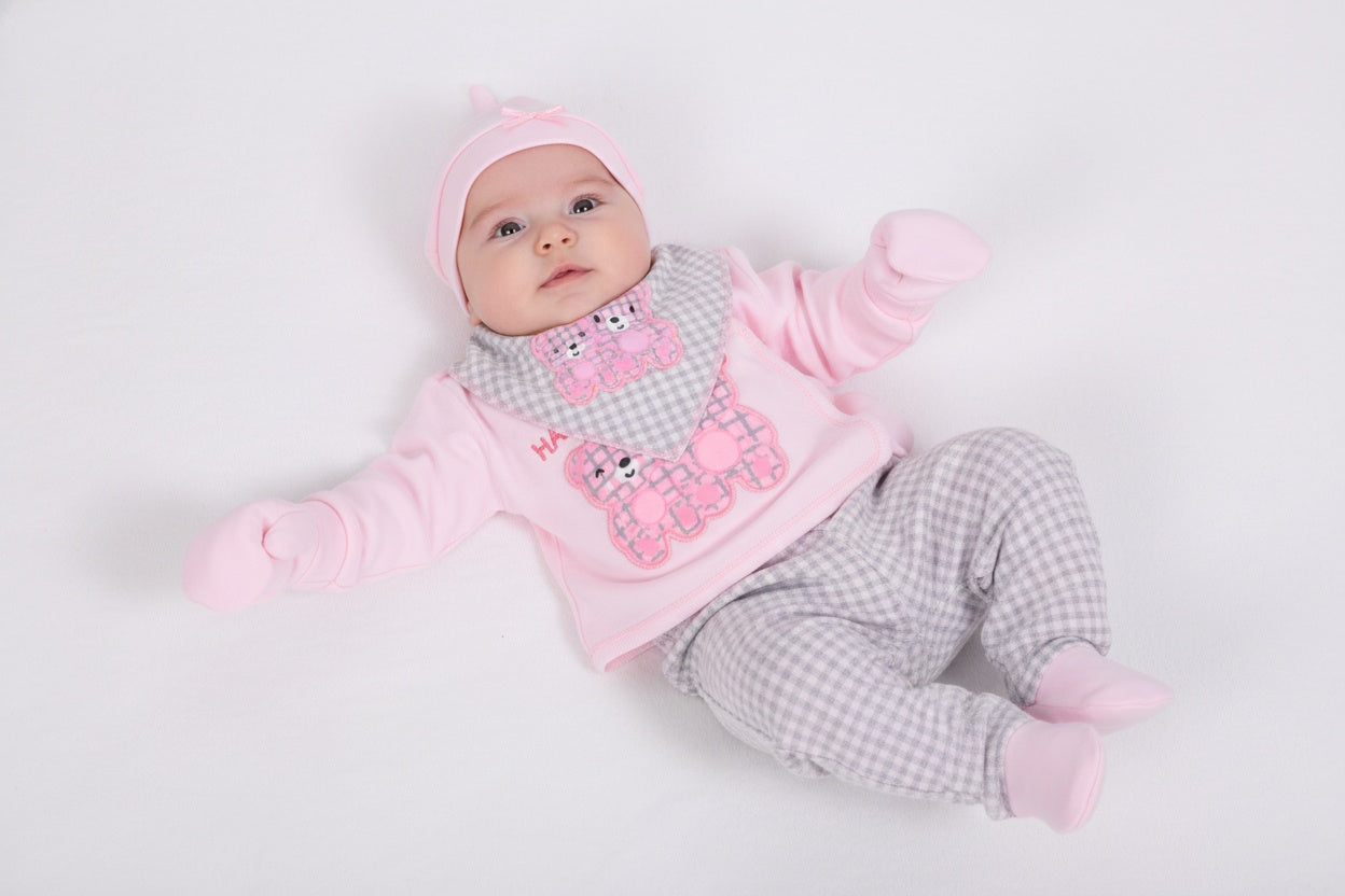 Бебешки комплект „Happy Bears“ – 5 части (Розов)