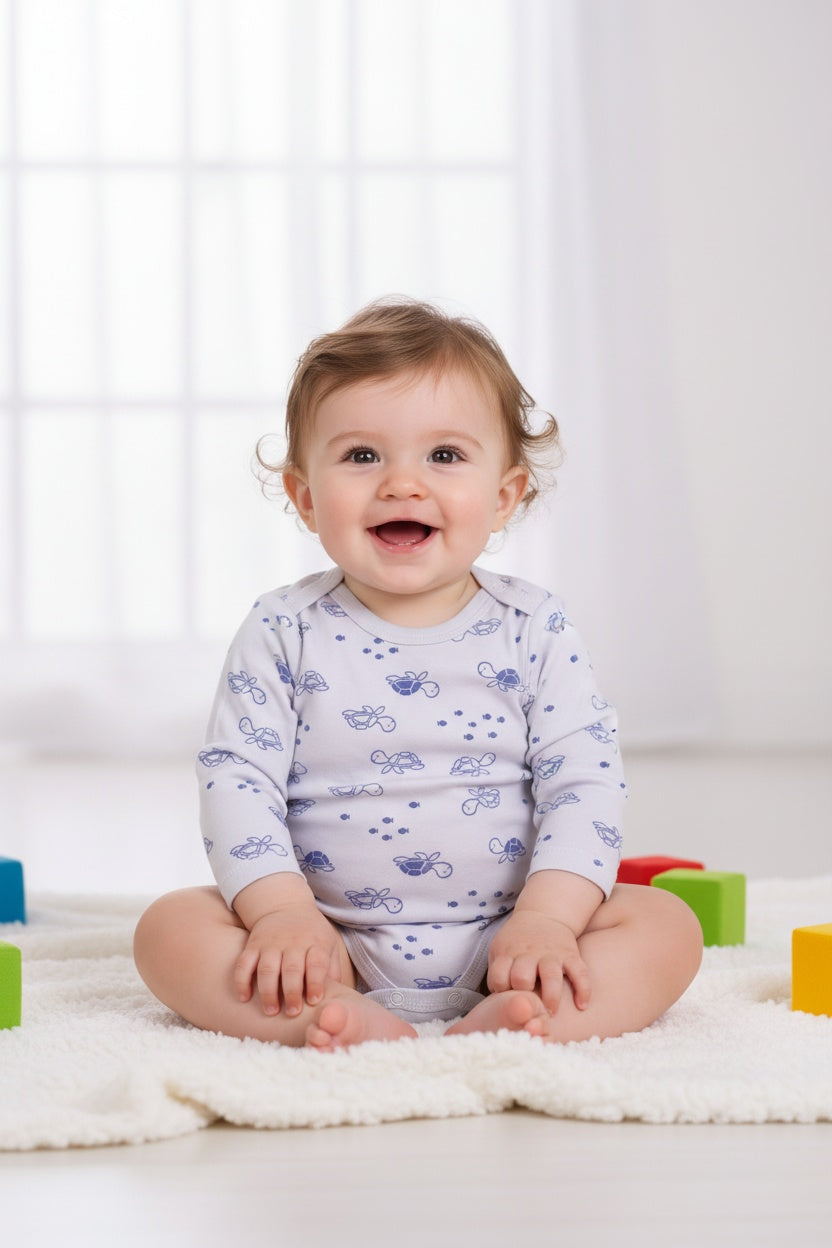 Бебешко боди с дълъг ръкав – „Purple Turtles“