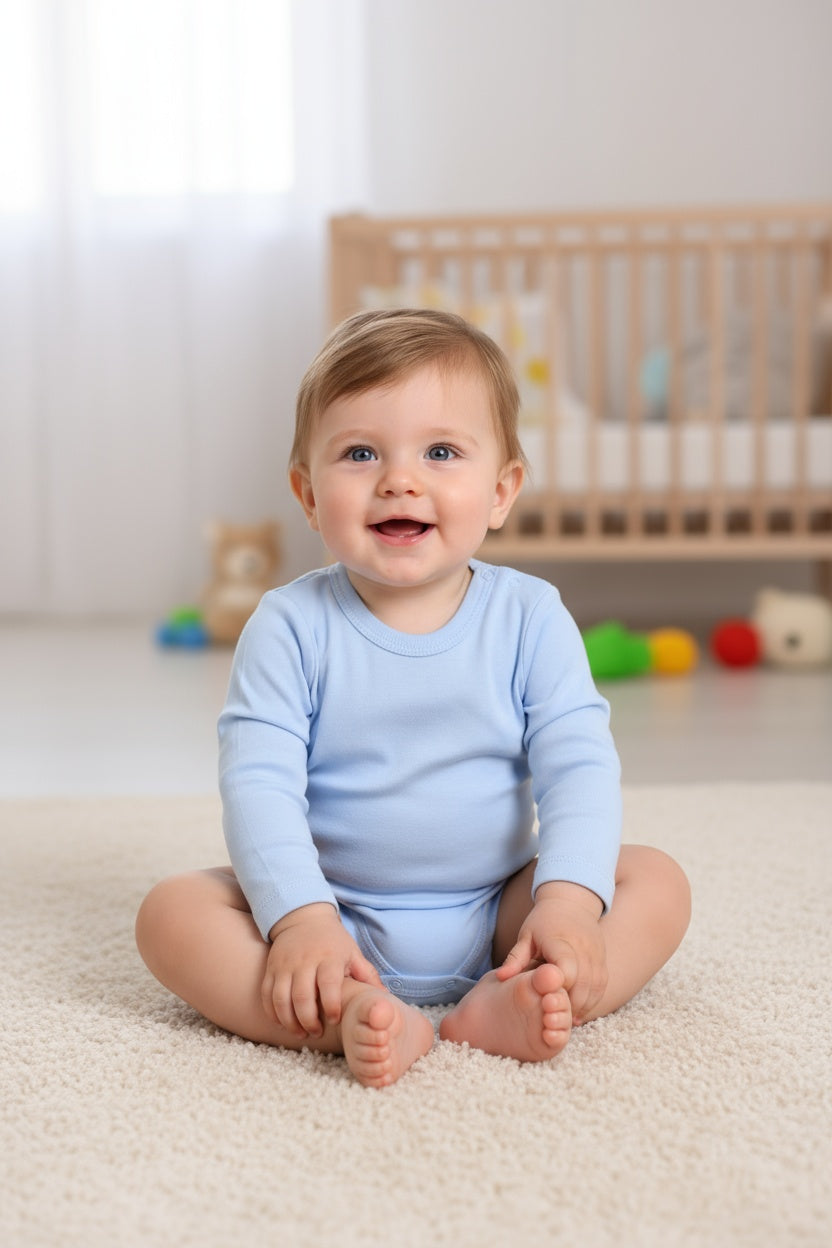 Бебешко боди с дълъг ръкав – синьо