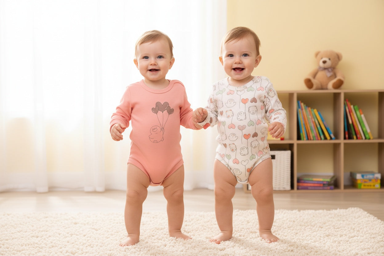 Комплект бебешки бодита с дълъг ръкав „Love Balloons“ – 2 броя