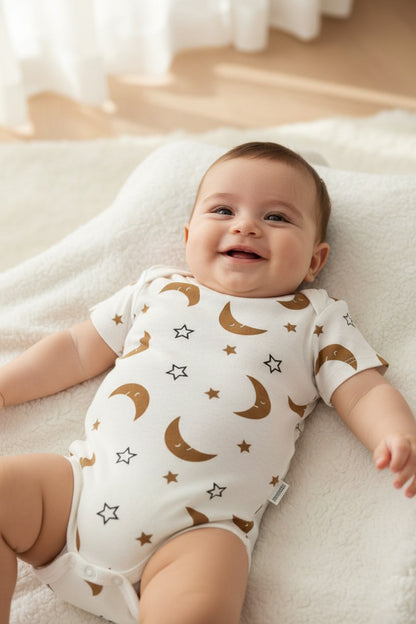 Бебешко боди „Moon &amp; Stars“ – екрю