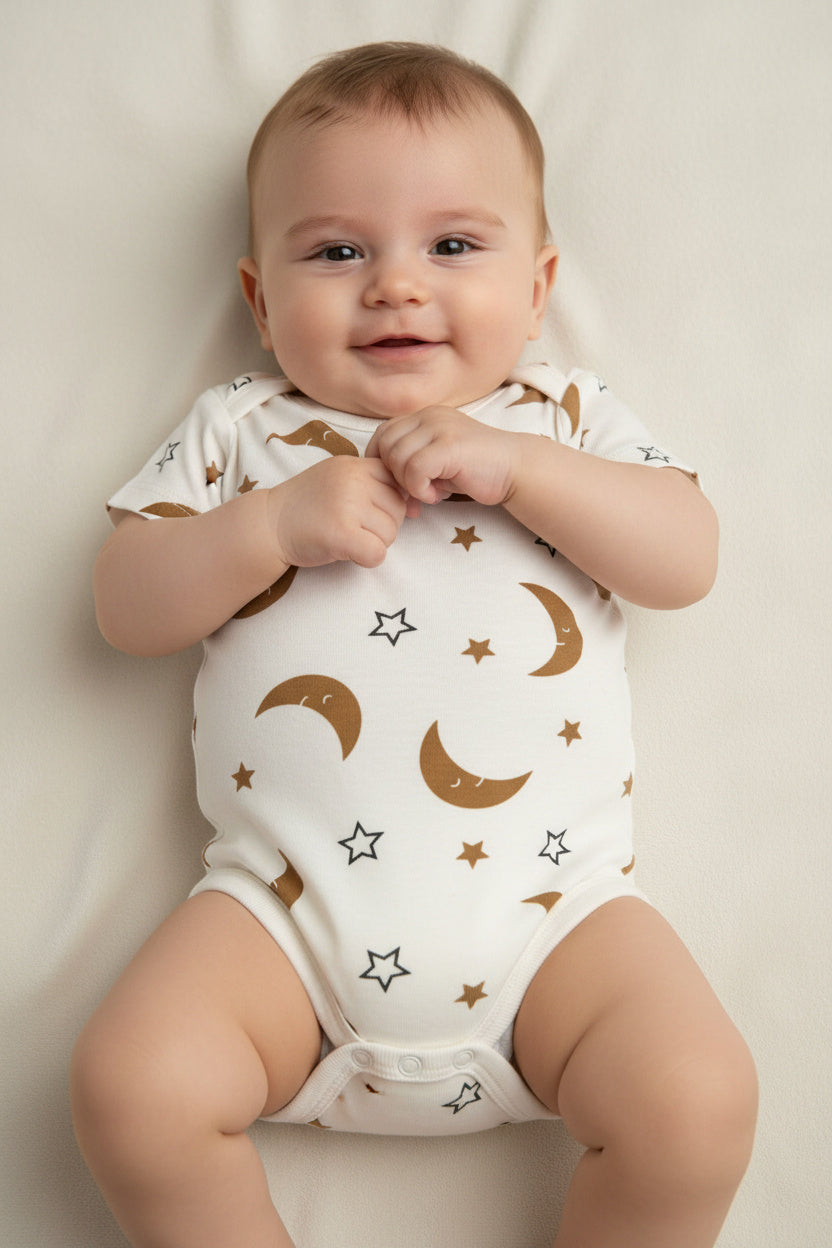 Бебешко боди „Moon &amp; Stars“ – екрю