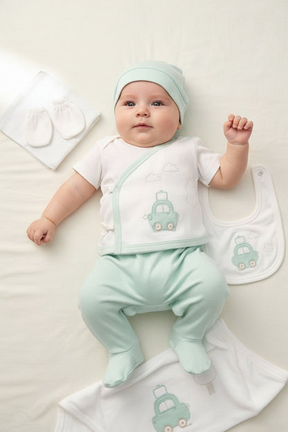 Бебешки комплект за изписване „Little Cloud“ – 10 части, екрю и мента