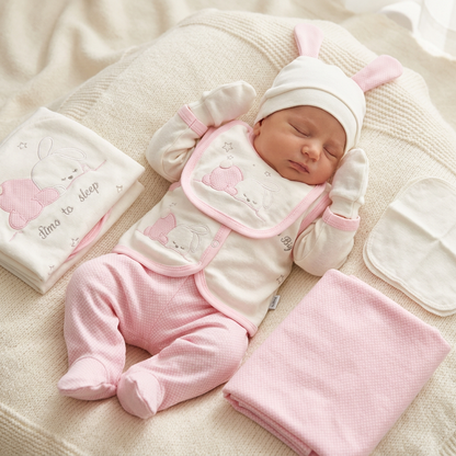 Луксозен комплект за изписване на бебе „Dream Big Bunny Pink“ – 10 части