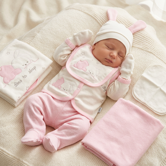 Луксозен комплект за изписване на бебе „Dream Big Bunny Pink“ – 10 части