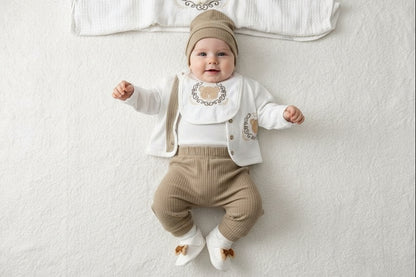 Бебешки комплект за изписване „Sweet Bear“ – 10 части, екрю и бежово