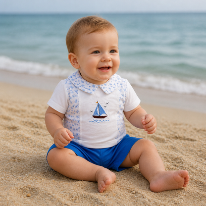 Бебешки комплект от 2 части „Little Sailor Set“ – бяло и синьо