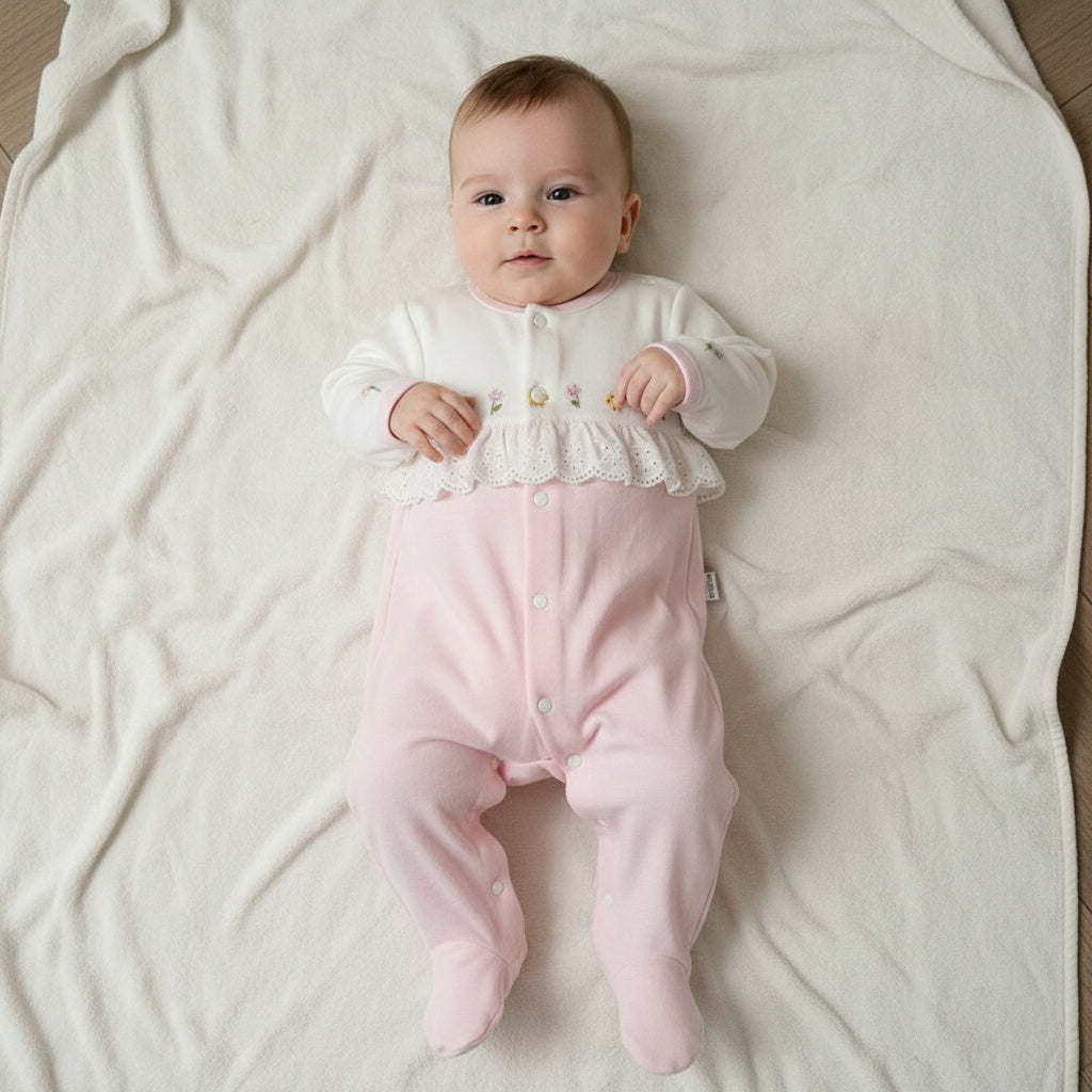 Бебешко гащеризонче “Rose Whisper” – розово с бродерия