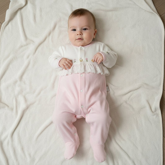 Бебешко гащеризонче “Rose Whisper” – розово с бродерия