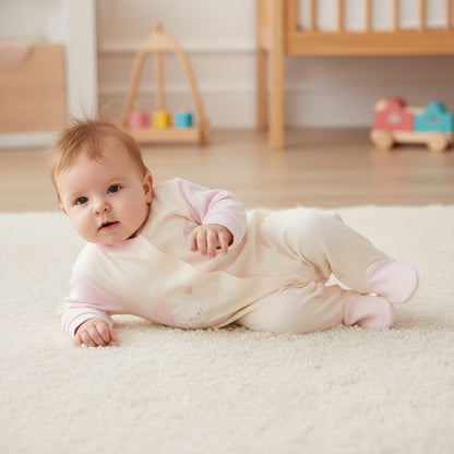 Бебешки гащеризон “Sweet Bunny” – екрю с розови акценти