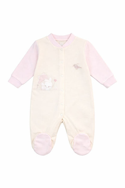 Бебешки гащеризон “Sweet Bunny” – екрю с розови акценти