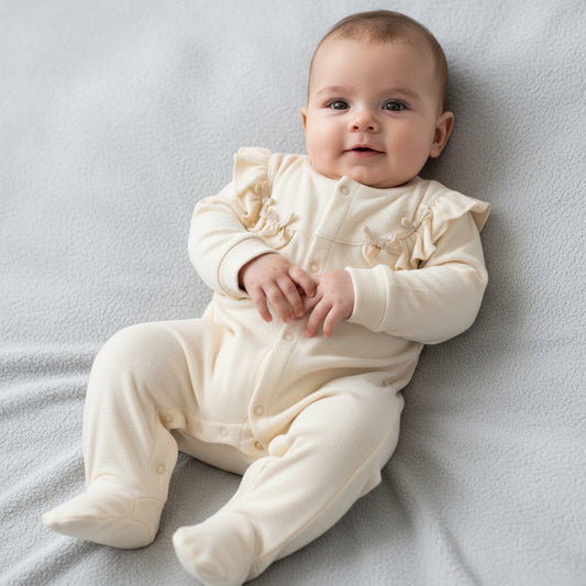 Бебешки гащеризон “Ivory Grace” – екрю с фини къдрички