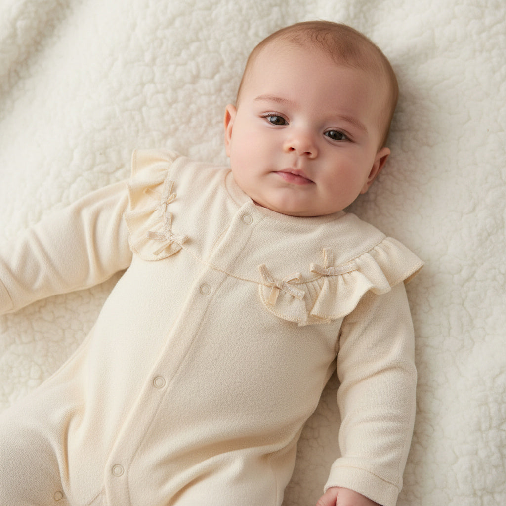 Бебешки гащеризон “Ivory Grace” – екрю с фини къдрички